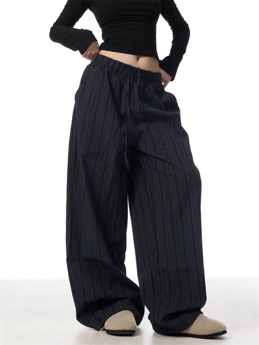 American Vintage Stripe Machete Wide-leg Casual Baggy Trouser Pants Women