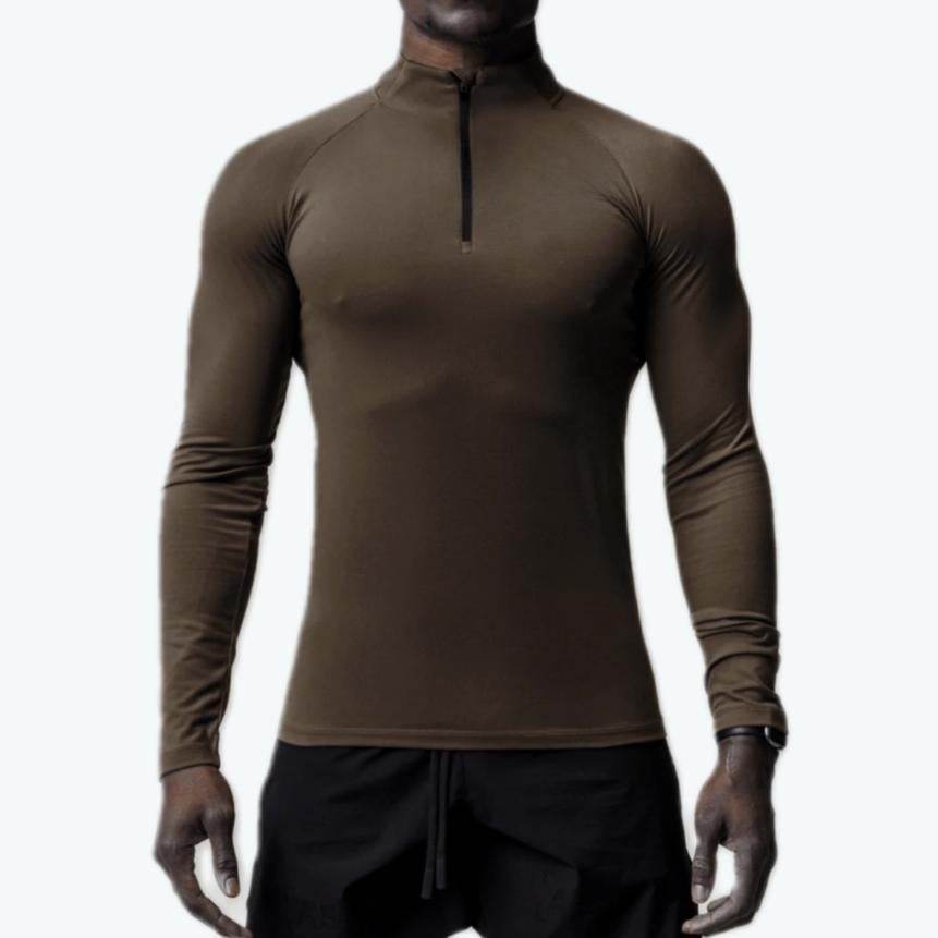 Men Quick Drying Long Sleeve Half Zip Activewear Muscle Fitted shirt Workout Gym T-shirt Top