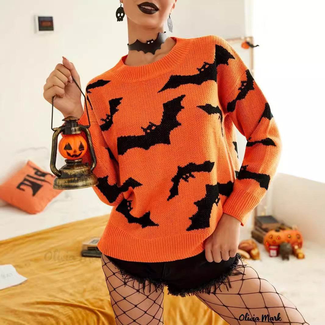 Fashion Women's Wear Long Sleeve Halloween Brocade Sweater Knitted