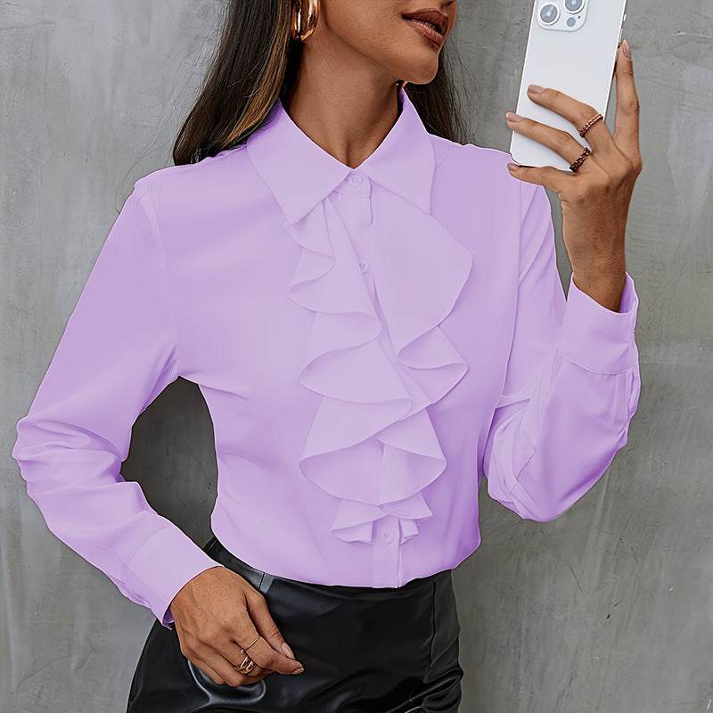 New Long Sleeve Business Work Office  Chiffon Blouse Shirt Women