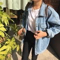 Casual Unisex Loose student bf style blue denim jacket women