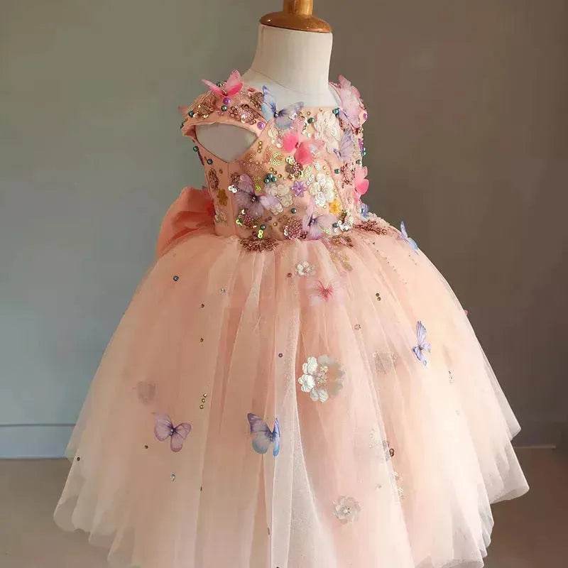 Children's Handmade Flower Fashion Special Dress Princess Ball Gown Dress Birthday Photoshoot Dress for girls Party dress for kids