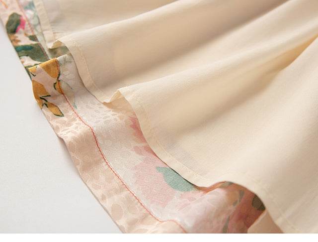 New Spring Summer Retro Pattern Midi Floral Pleated Skirt