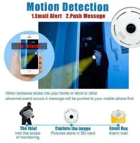 960P HD WiFi IP Camera, 360° Panoramic Fish Eyes Lens