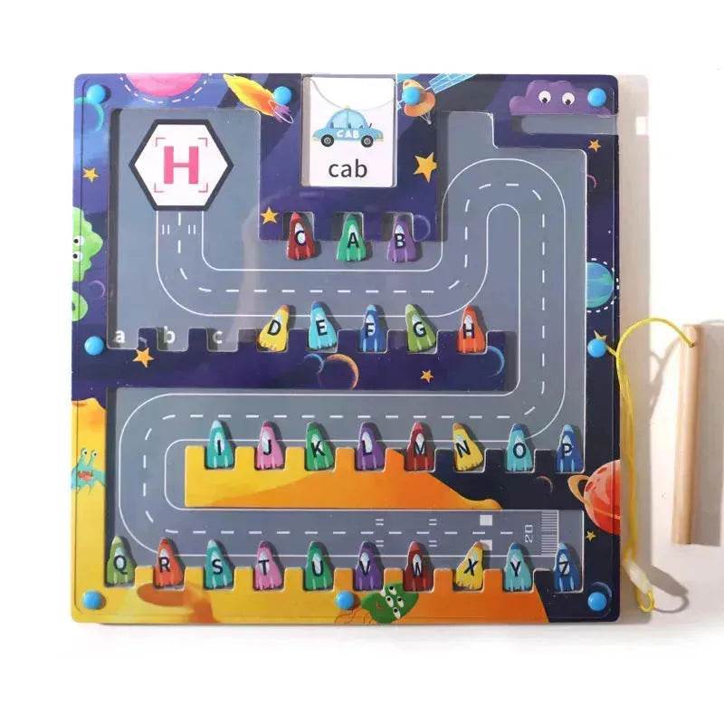 Magnetic Letters Matching Walking Parking Maze Letters Early Cognitive Montessori Educational Toys