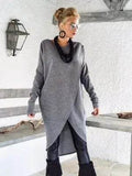 New Fashion Autumn Winter Front Split Sweater Tunic Top Women