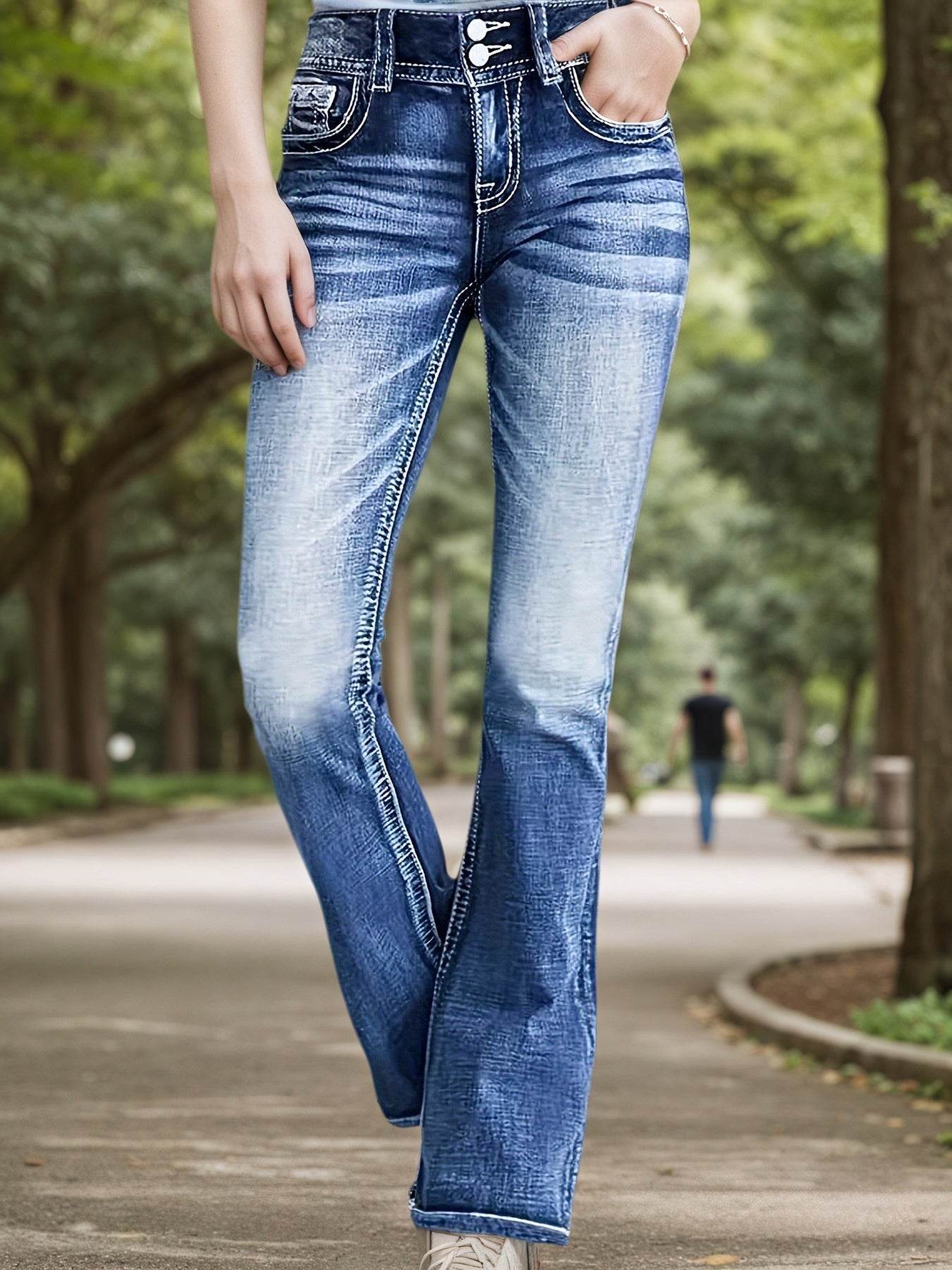 Denim Bell Bottoms – Women’s Retro Flare Stretch Jeans