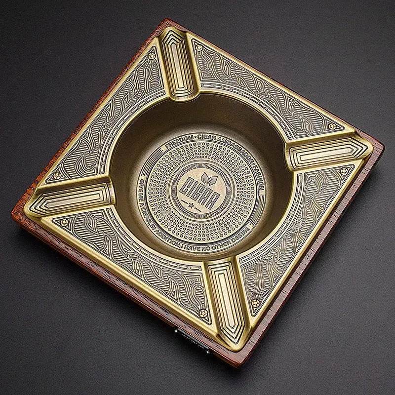 Luxury Cigar Ashtray, Wooden Metal Alloy 4-Slot and 2-Slot Cigar Rest