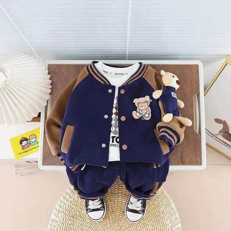 Children Fashionable Long Sleeve Three-piece Sweater Set