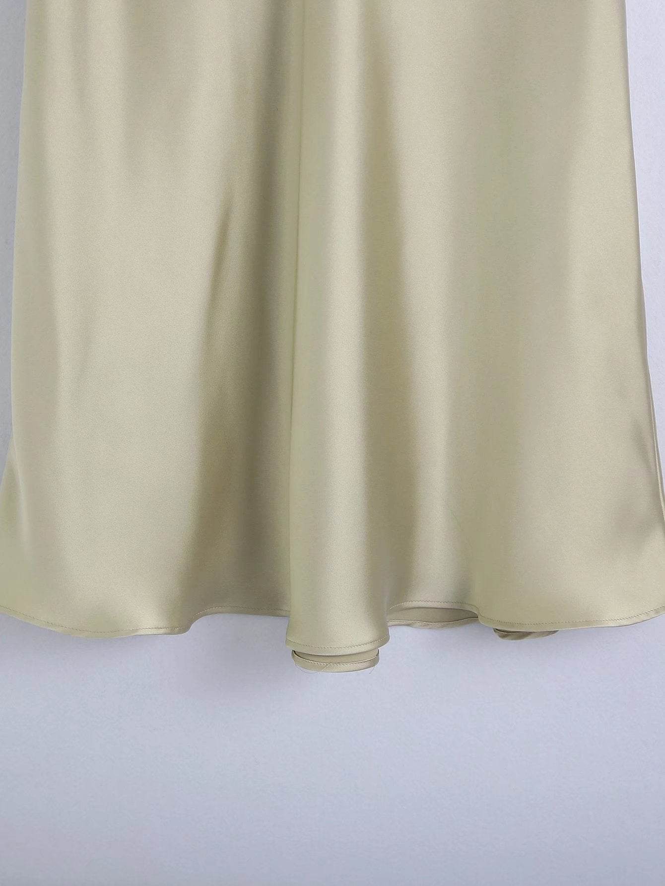 High Waisted Midi Silk Satin Skirt