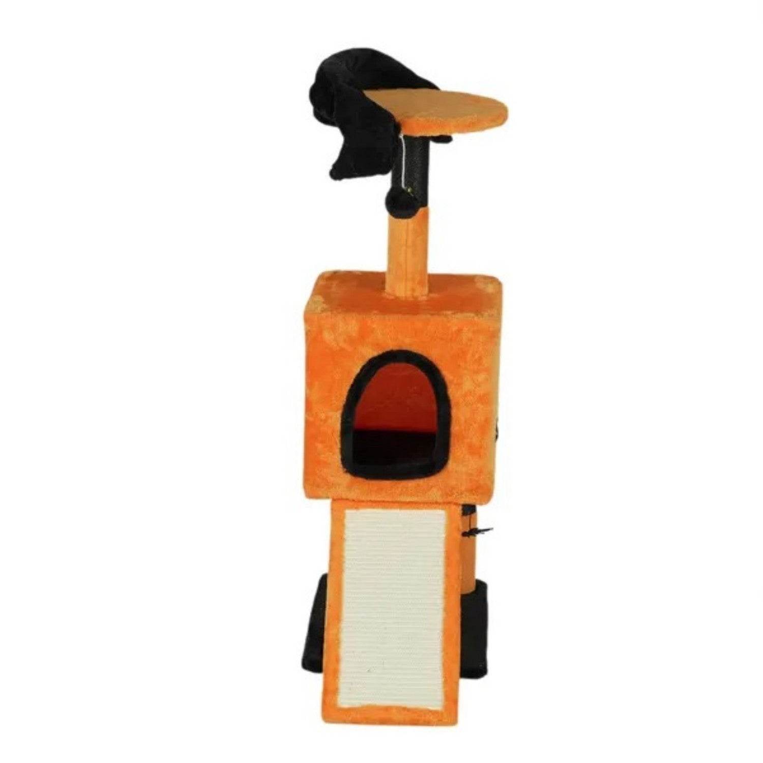 39.4 Halloween Cat Tree, Cat Tower Cat Tree For Indoor Cats With Spacious Cat Condo, Sisal Scratching Posts, Hanging Toys, Orange  Black
