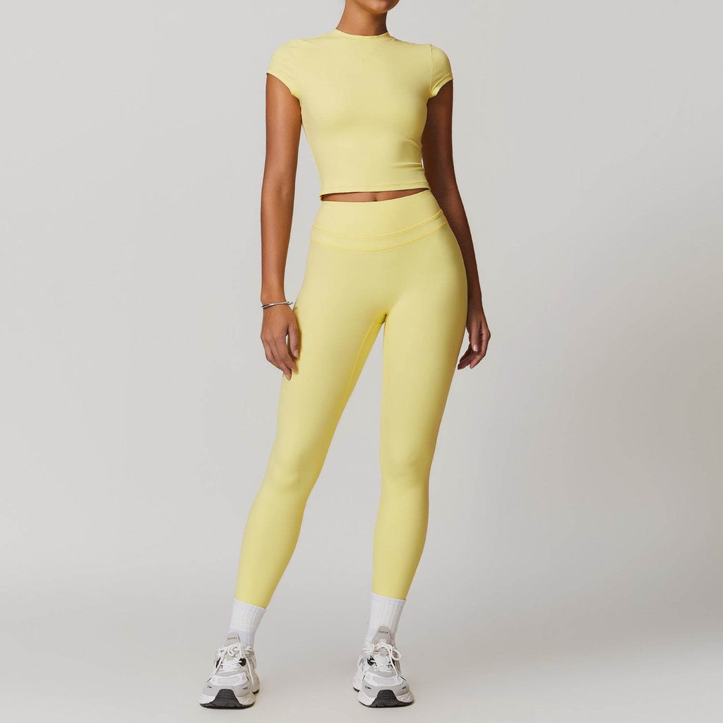 2pcs Nude feel short sleeve Workout Clothes for women Yoga Gym Clothes set