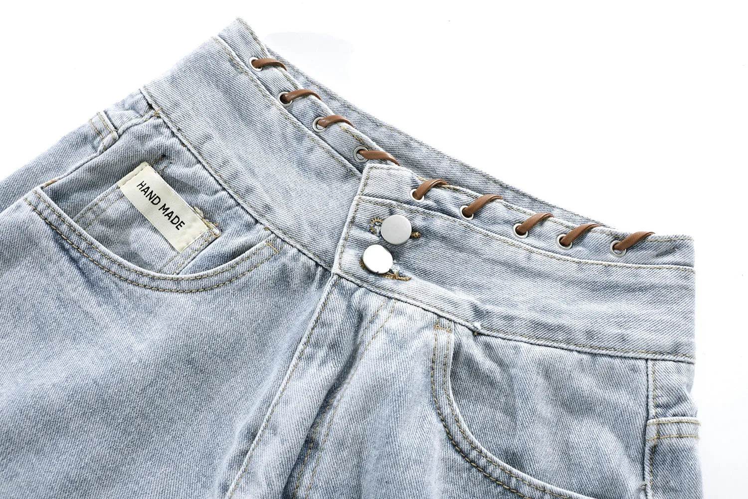 High Waisted Wide Leg Denim Shorts For Women
