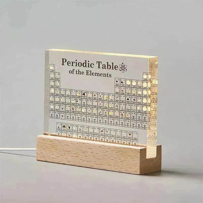 Acrylic Periodic Table: Real Element Samples + Light Base