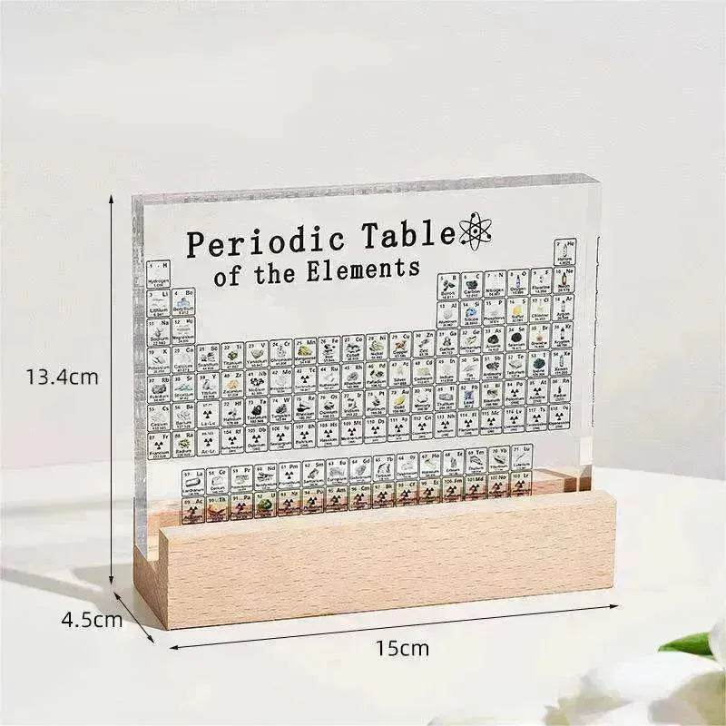 Acrylic Periodic Table: Real Element Samples + Light Base