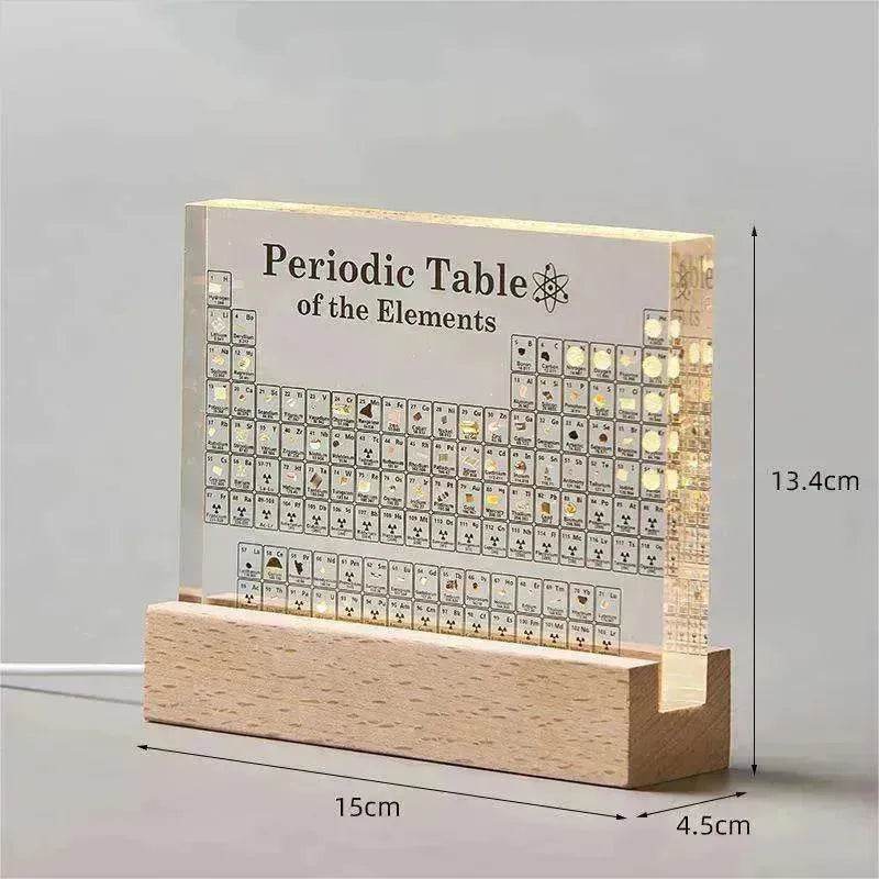 Acrylic Periodic Table: Real Element Samples + Light Base