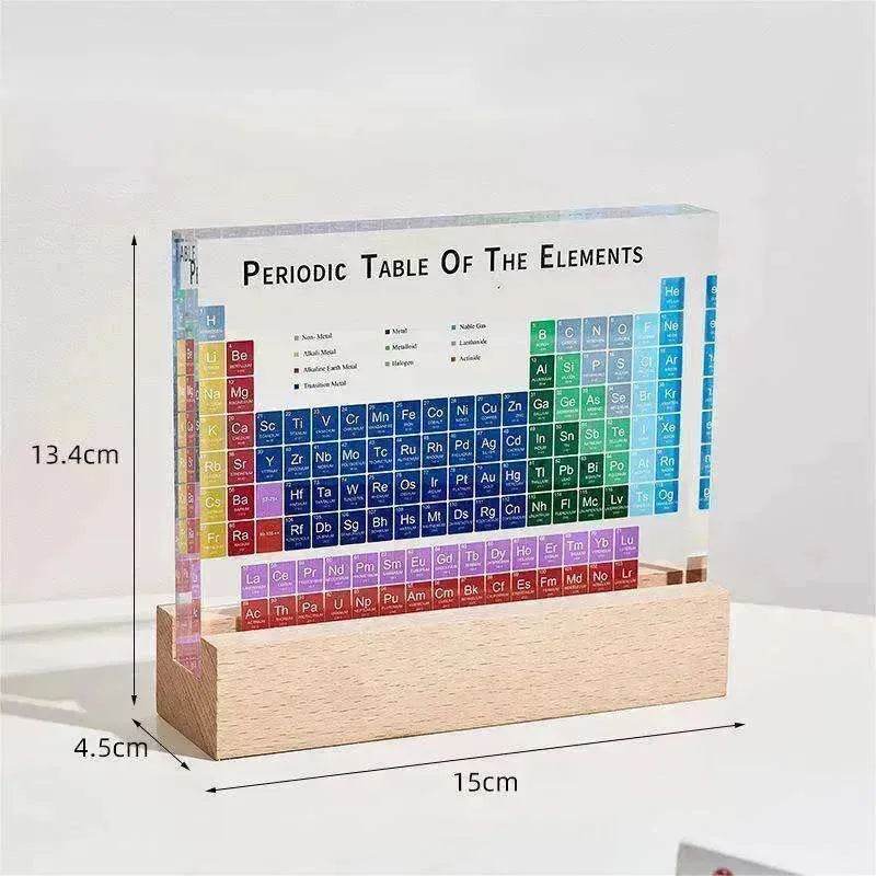 Acrylic Periodic Table: Real Element Samples + Light Base
