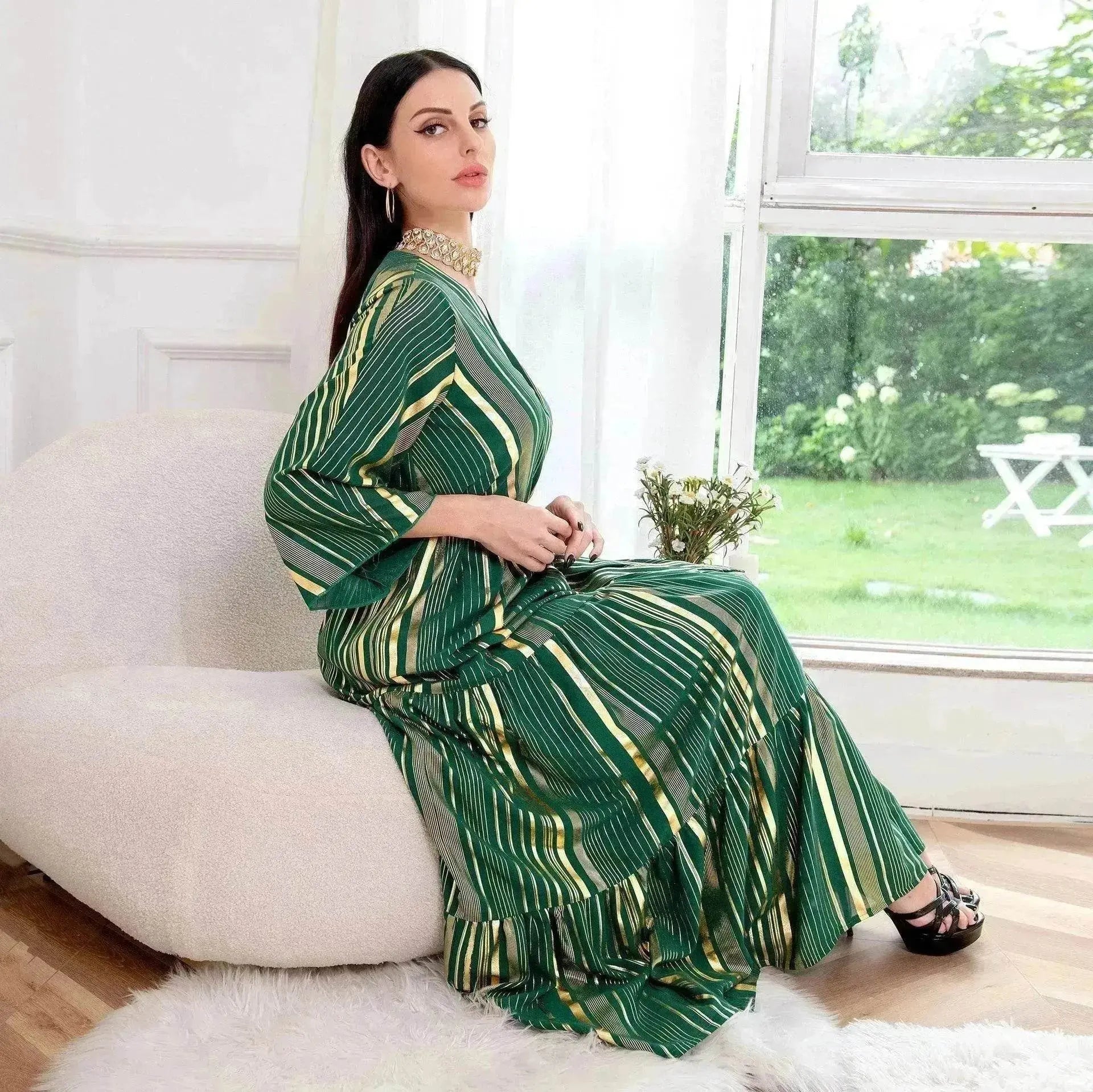 Arab  Bronzing Craft Dress Women Party Dress