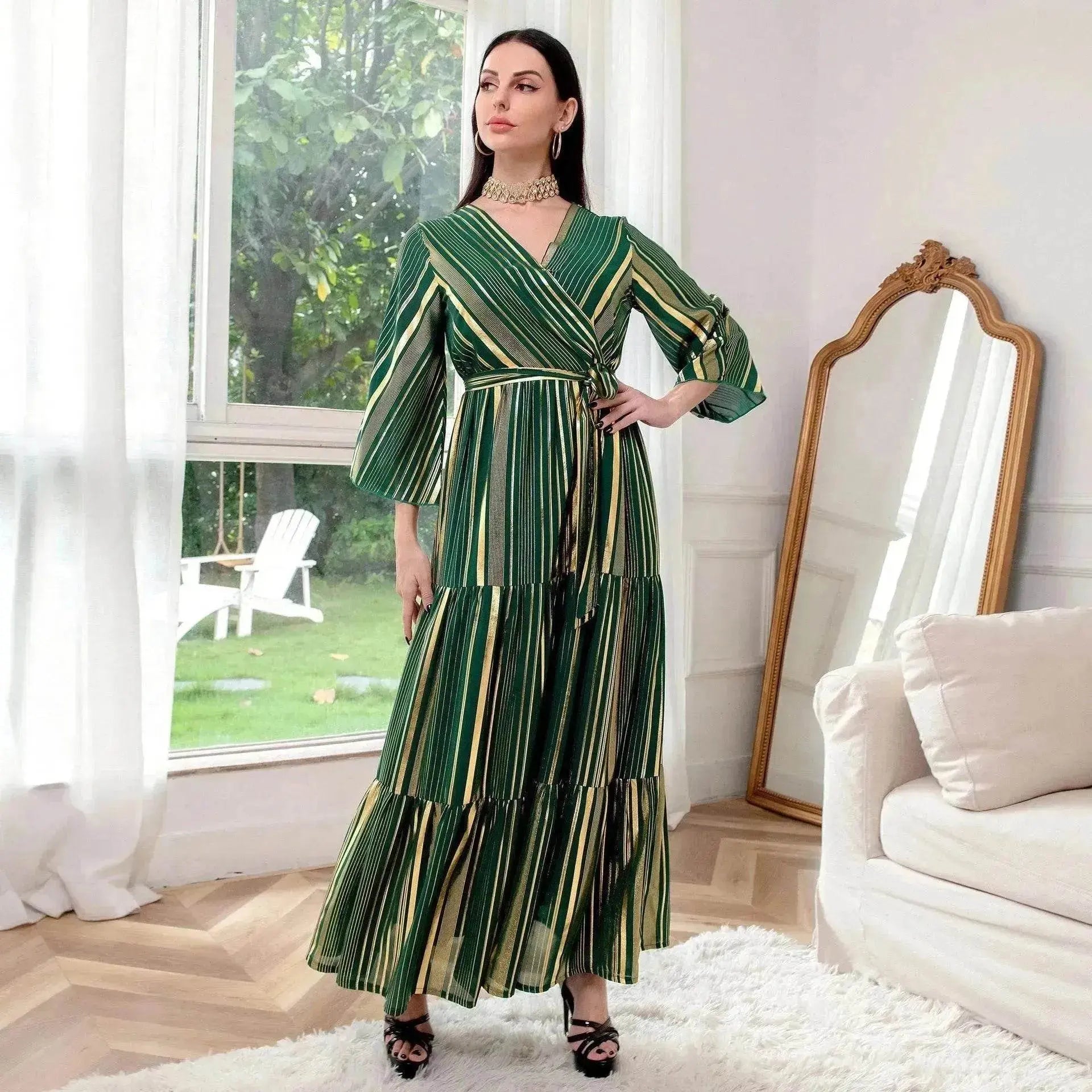 Arab  Bronzing Craft Dress Women Party Dress