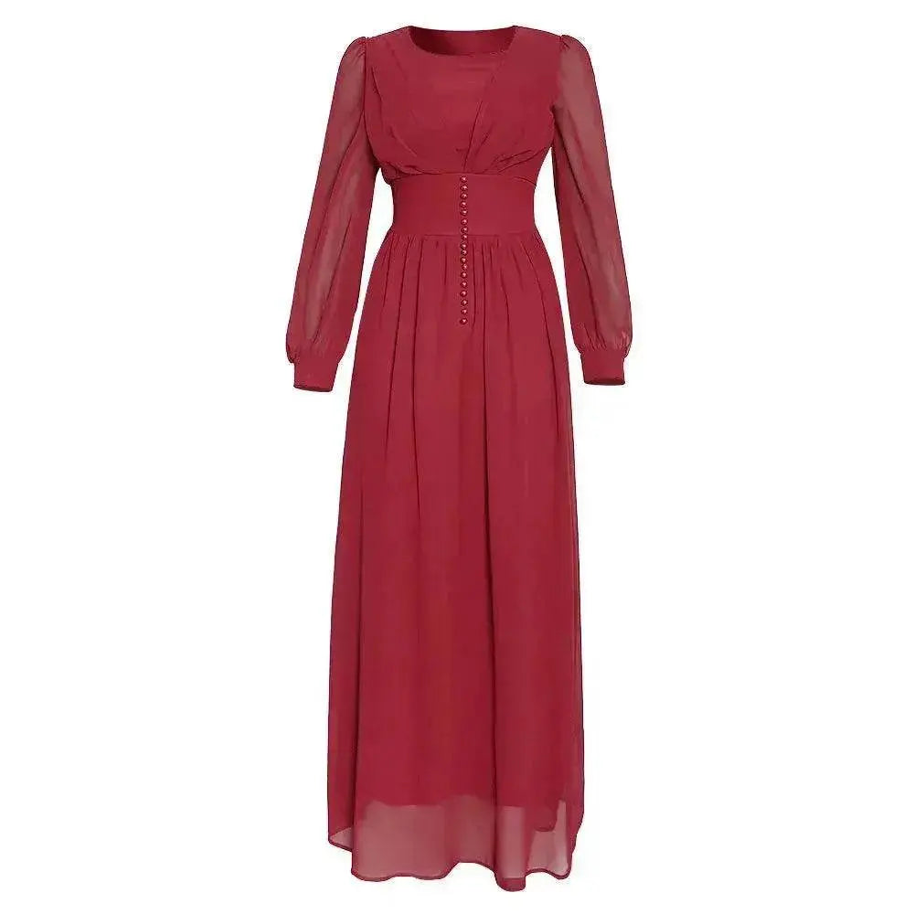 Arab  Women's Clothing Long Sleeve Chiffon Dress