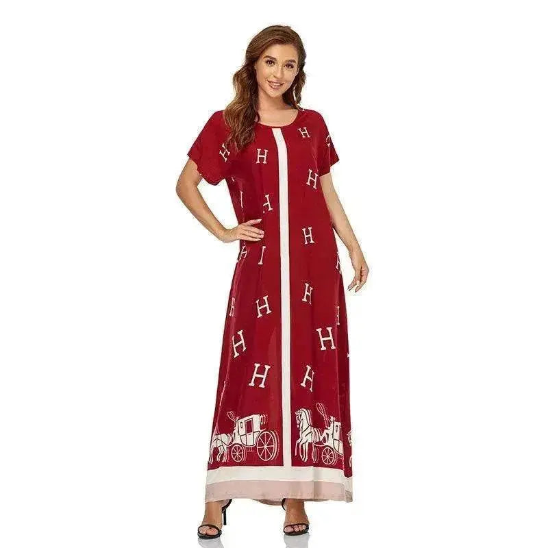 Arab  Women's Dress Short Sleeve Loose Hem