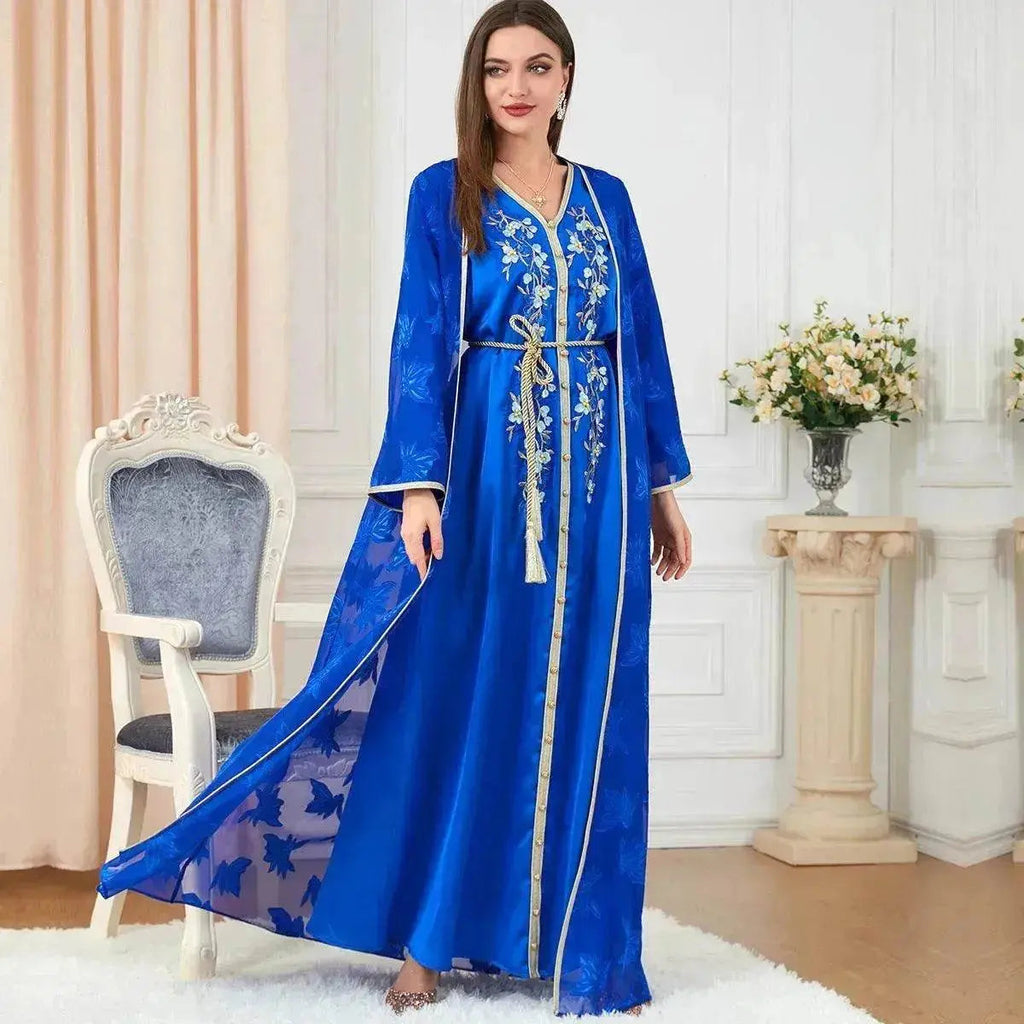 Arab  Women's Robes V-neck Suit Dress