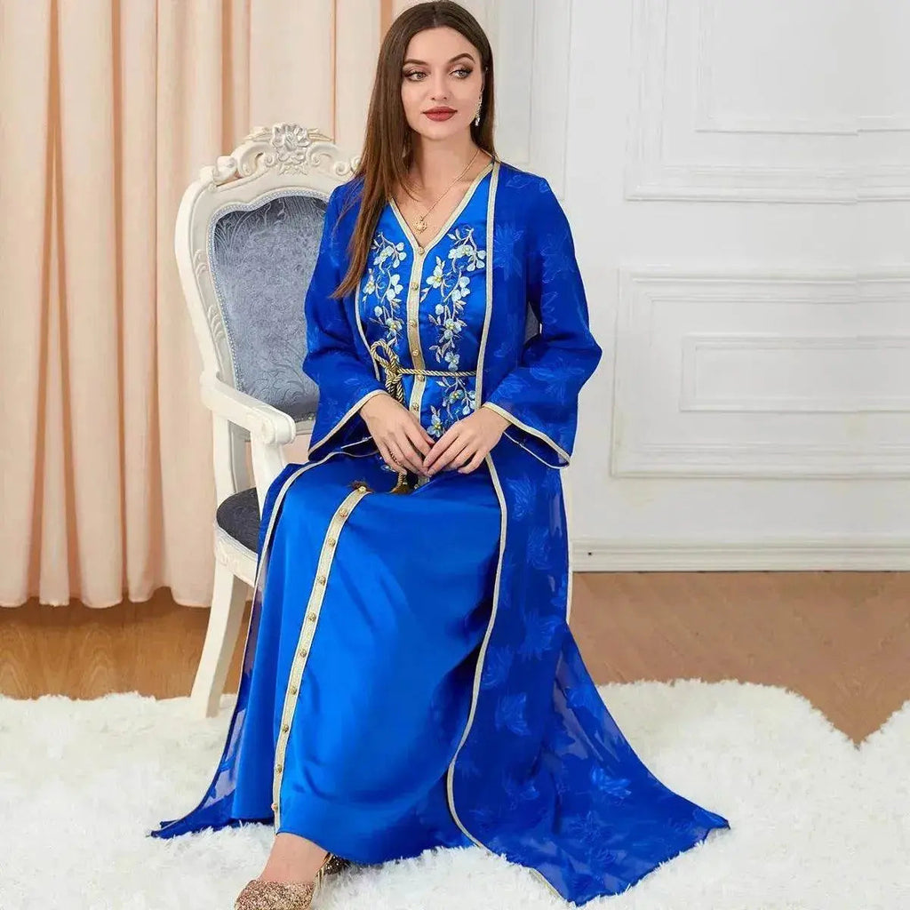 Arab  Women's Robes V-neck Suit Dress