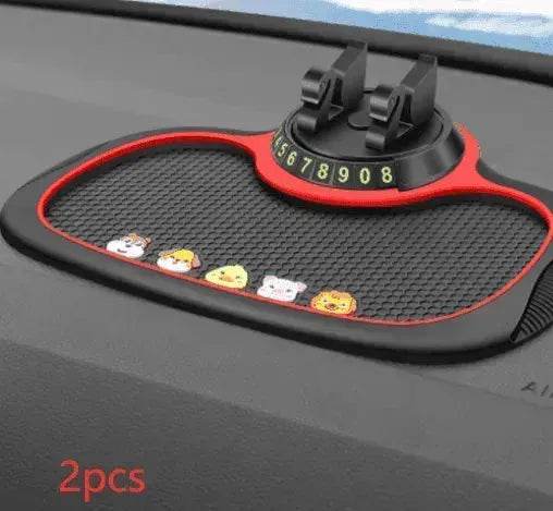 Car Phone Pad 4-in-1 Parking Number Card Anti-Slip Mat Auto Holder