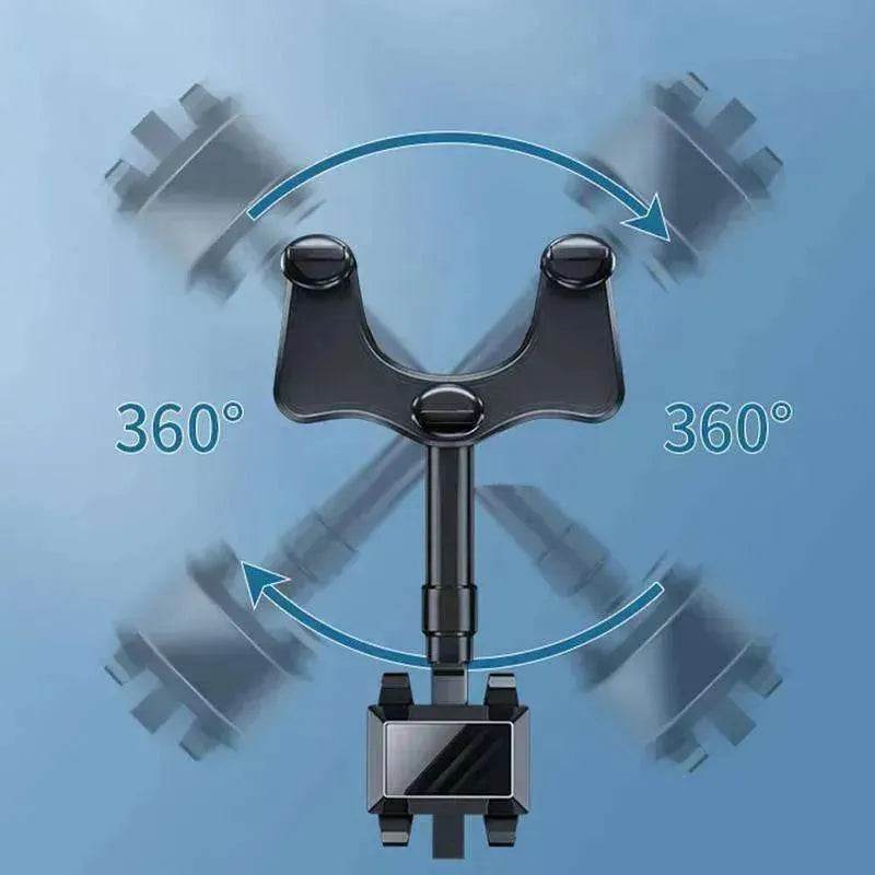Car Rearview Mirror Phone Holder: Rotatable, Retractable, 360°, All Phones & Cars