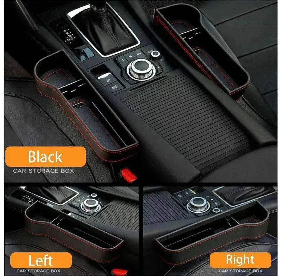 Car Seat Gap Organizer with Charging Hole – Leather Car Side Storage Box for Phone, Keys & Essentials