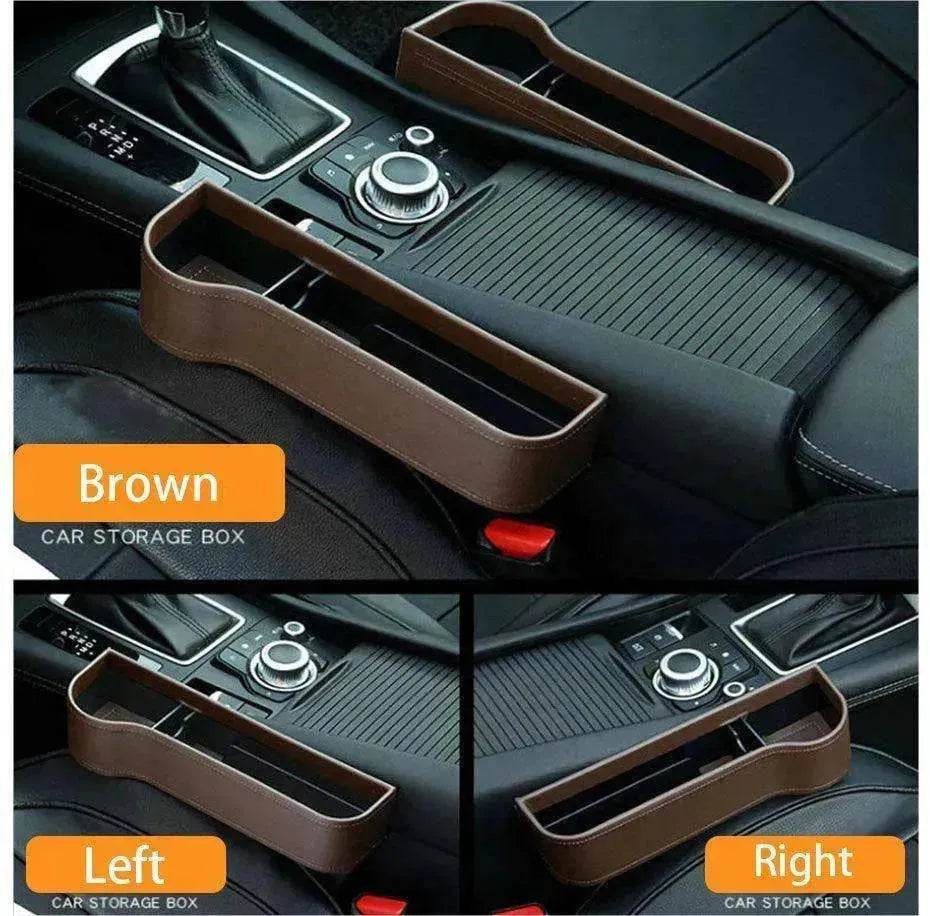 Car Seat Gap Organizer with Charging Hole – Leather Car Side Storage Box for Phone, Keys & Essentials