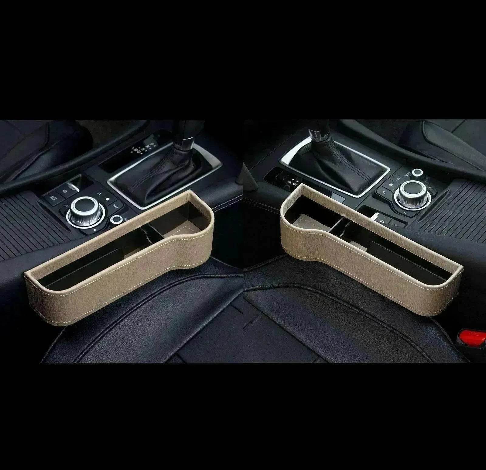 Car Seat Gap Organizer with Charging Hole – Leather Car Side Storage Box for Phone, Keys & Essentials