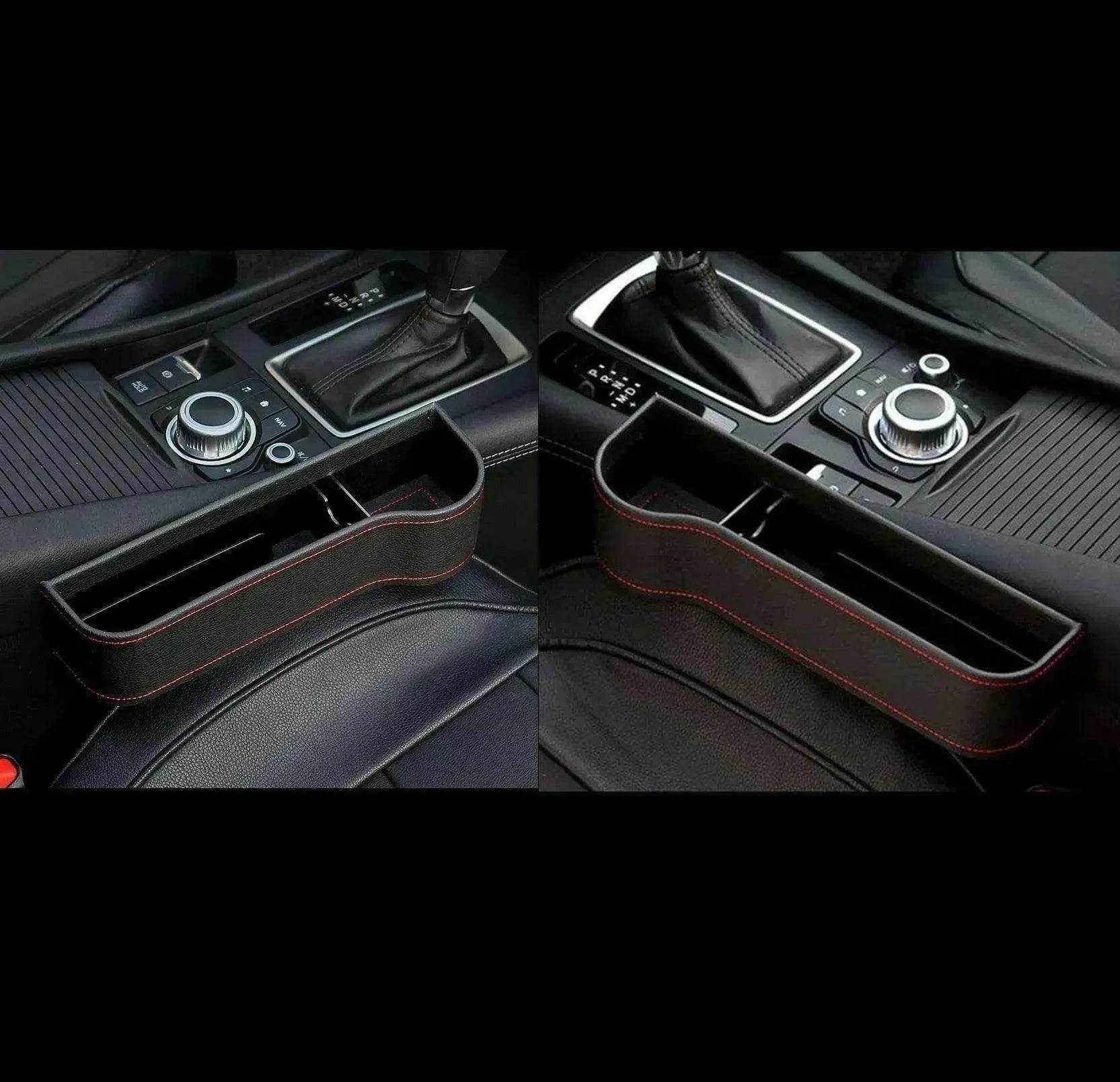 Car Seat Gap Organizer with Charging Hole – Leather Car Side Storage Box for Phone, Keys & Essentials