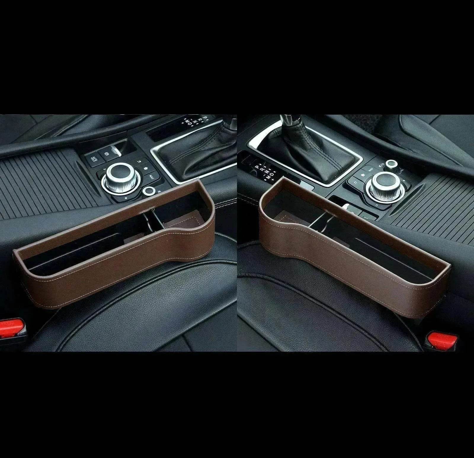 Car Seat Gap Organizer with Charging Hole – Leather Car Side Storage Box for Phone, Keys & Essentials