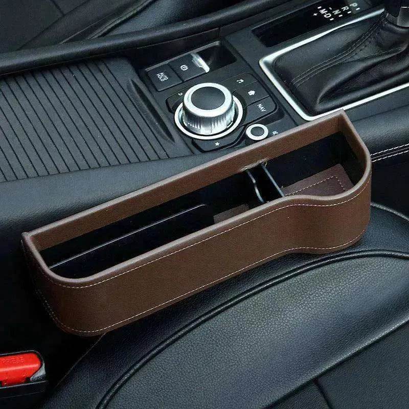 Car Seat Gap Organizer with Charging Hole – Leather Car Side Storage Box for Phone, Keys & Essentials