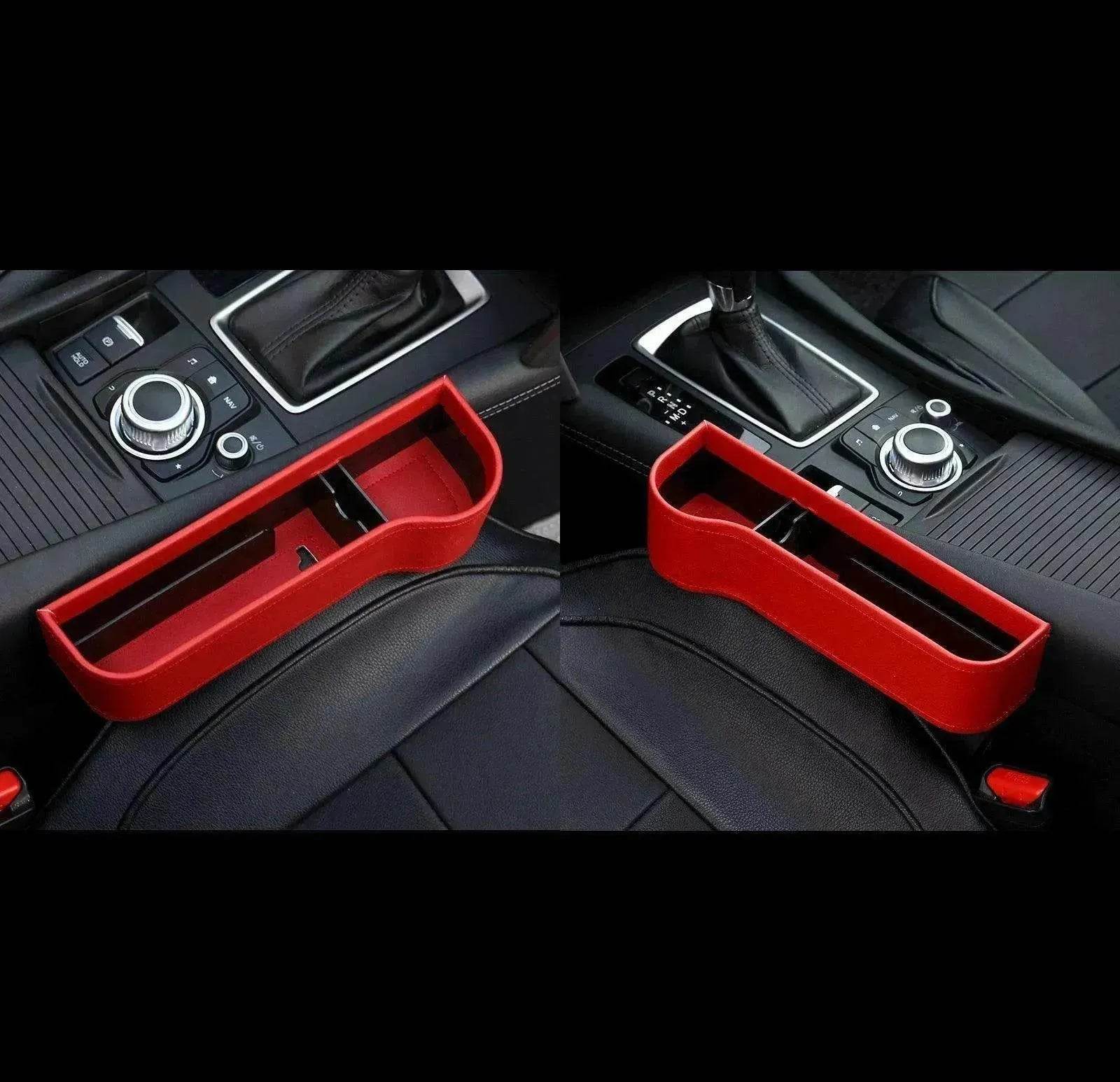 Car Seat Gap Organizer with Charging Hole – Leather Car Side Storage Box for Phone, Keys & Essentials