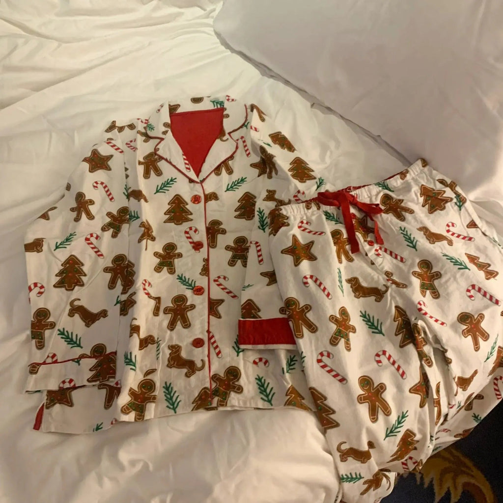 Cartoon Printed Long Sleeved Pajamas For Women