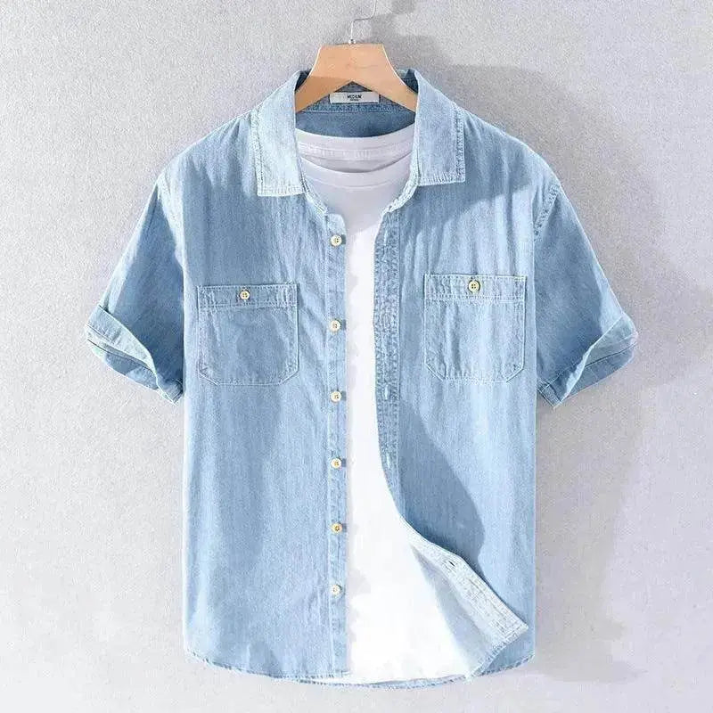 Casual Denim Short sleeved Shirt Simple All-match