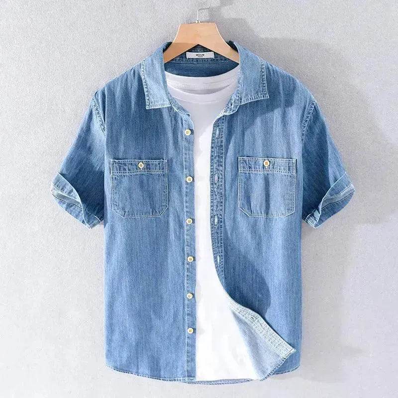 Casual Denim Short sleeved Shirt Simple All-match