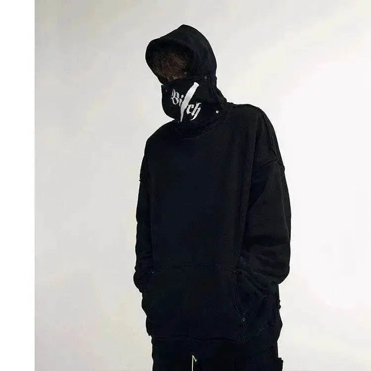 Creative Detachable High Neck Loose Hooded Men's Sweater