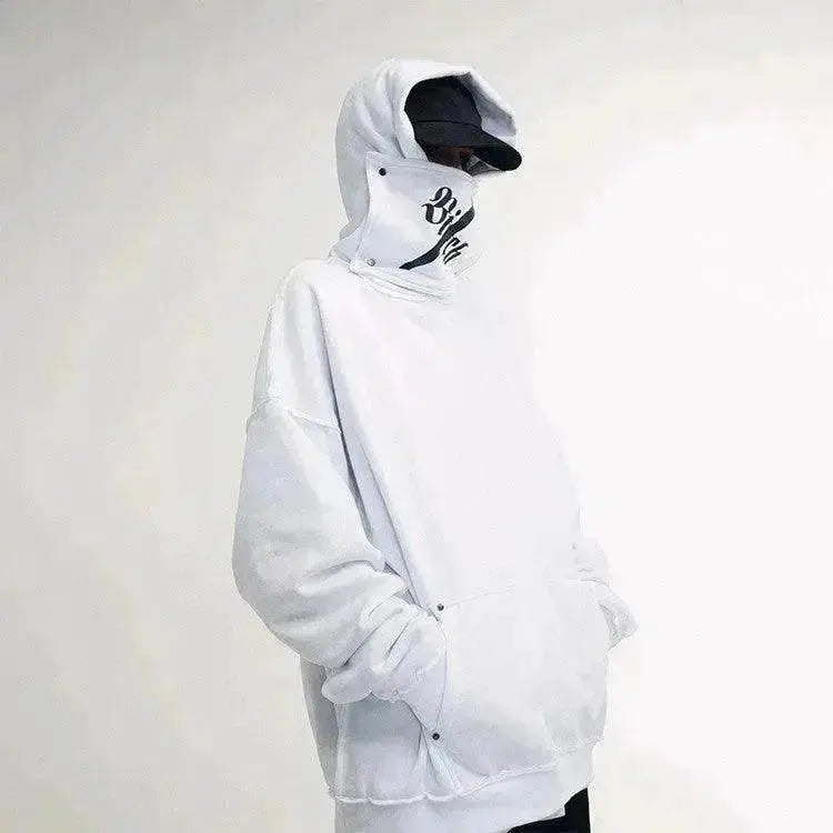Creative Detachable High Neck Loose Hooded Men's Sweater