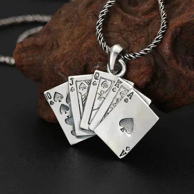 Creative Flush Poker S925 Sterling Silver Pendant