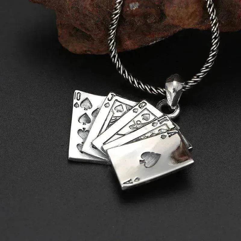 Creative Flush Poker S925 Sterling Silver Pendant