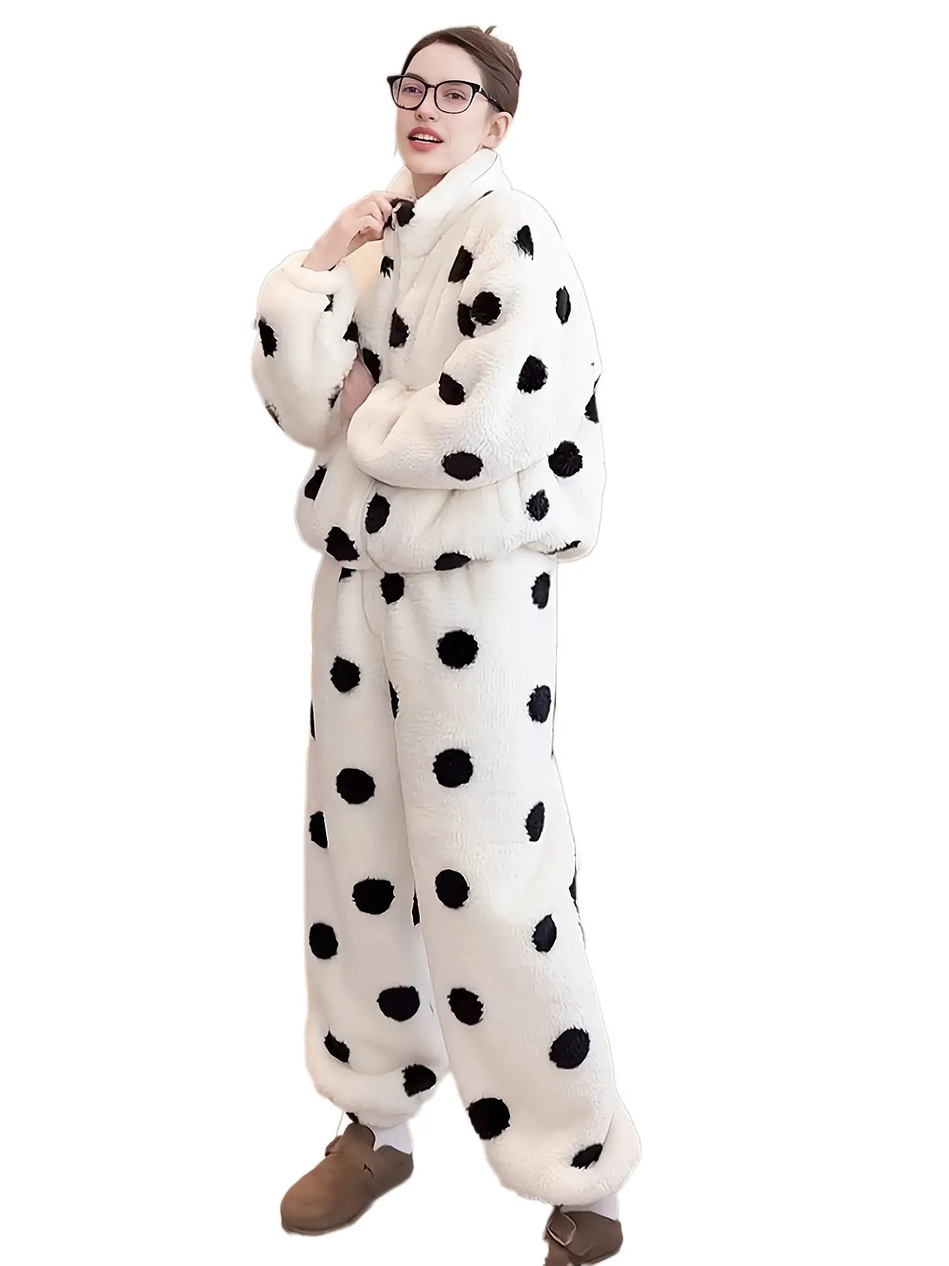 Women Winter Fleece – Coral Fleece Pajama Set for Comfort & Warmth