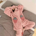 Cute padded flannel hooded pajamas