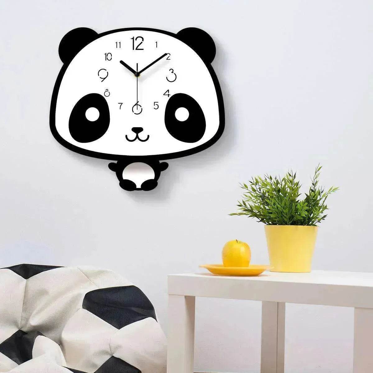 Cute swinging panda wall clock