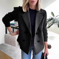Double Breasted Lapel Jacket Fashion Knitted Sleeves Splicing Design Coat Outerwear