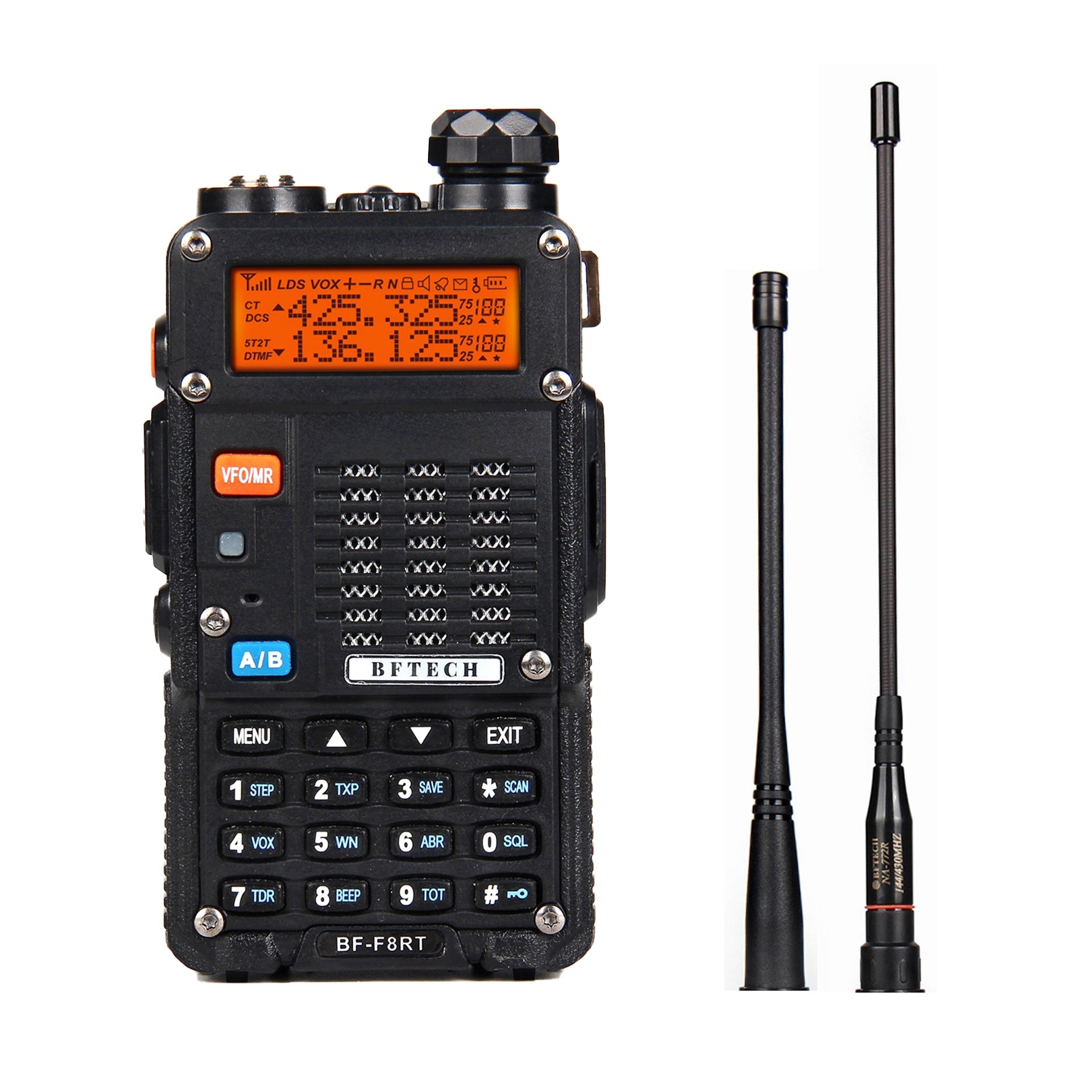 BFTECH BF-F8RT(UV-5R 4rd Gen, Model:UV-5X) 8-Watt Dual Band Two-Way Radio With high gain na-772r stretchable antenna