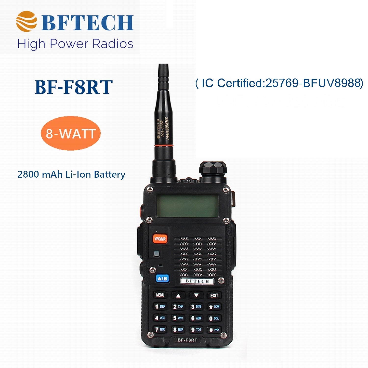BFTECH BF-F8RT(UV-5R 4rd Gen, Model:UV-5X) 8-Watt Dual Band Two-Way Radio(2-pcs)
