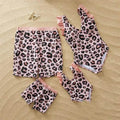 Fashion Simple Pink Leopard Print Parent-child Swimsuit